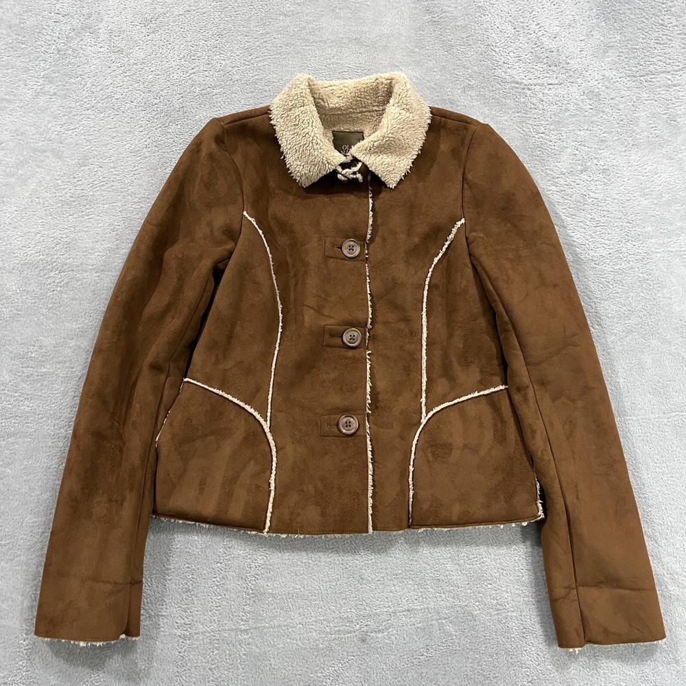 Old Navy Jacket Womens Small Faux Suede Sherpa Lined Outdoor Y2K Western‎
